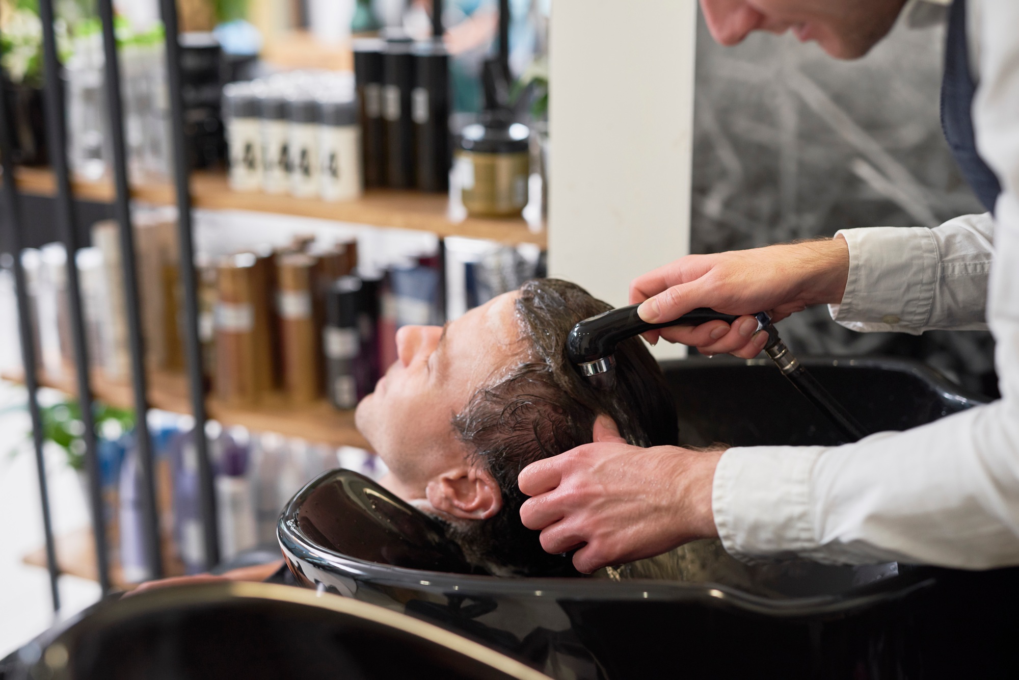 Washing hair in hair salon